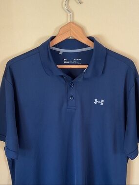 Under Armour Men's Navy Blue Performance Polo Heat Gear Size XL
